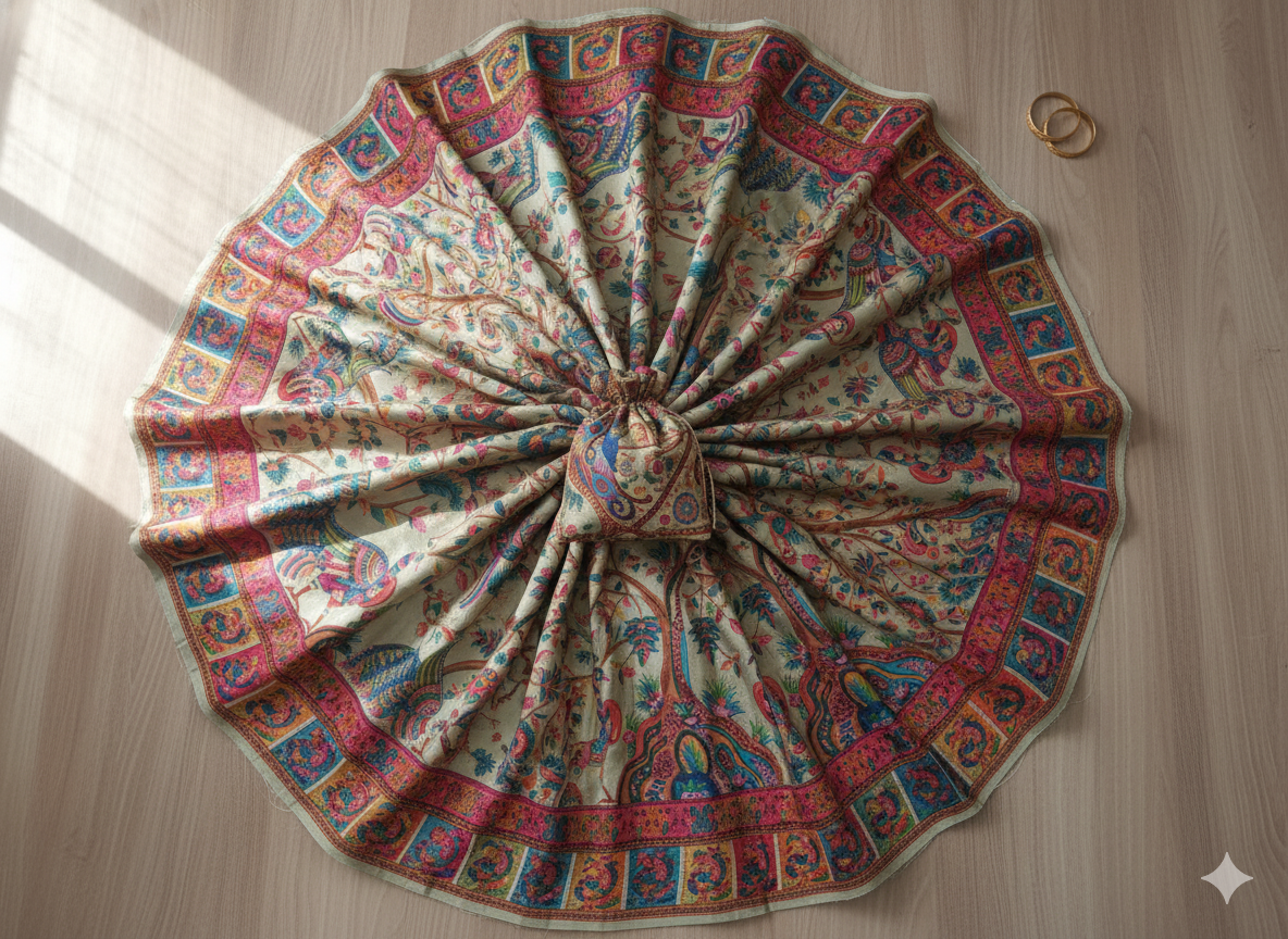 Ethereal Silvery-Sage Kalamkari Silk Saree
