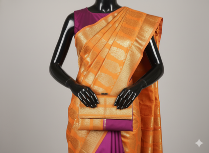 Dazzling Orange and Magenta Silk Saree