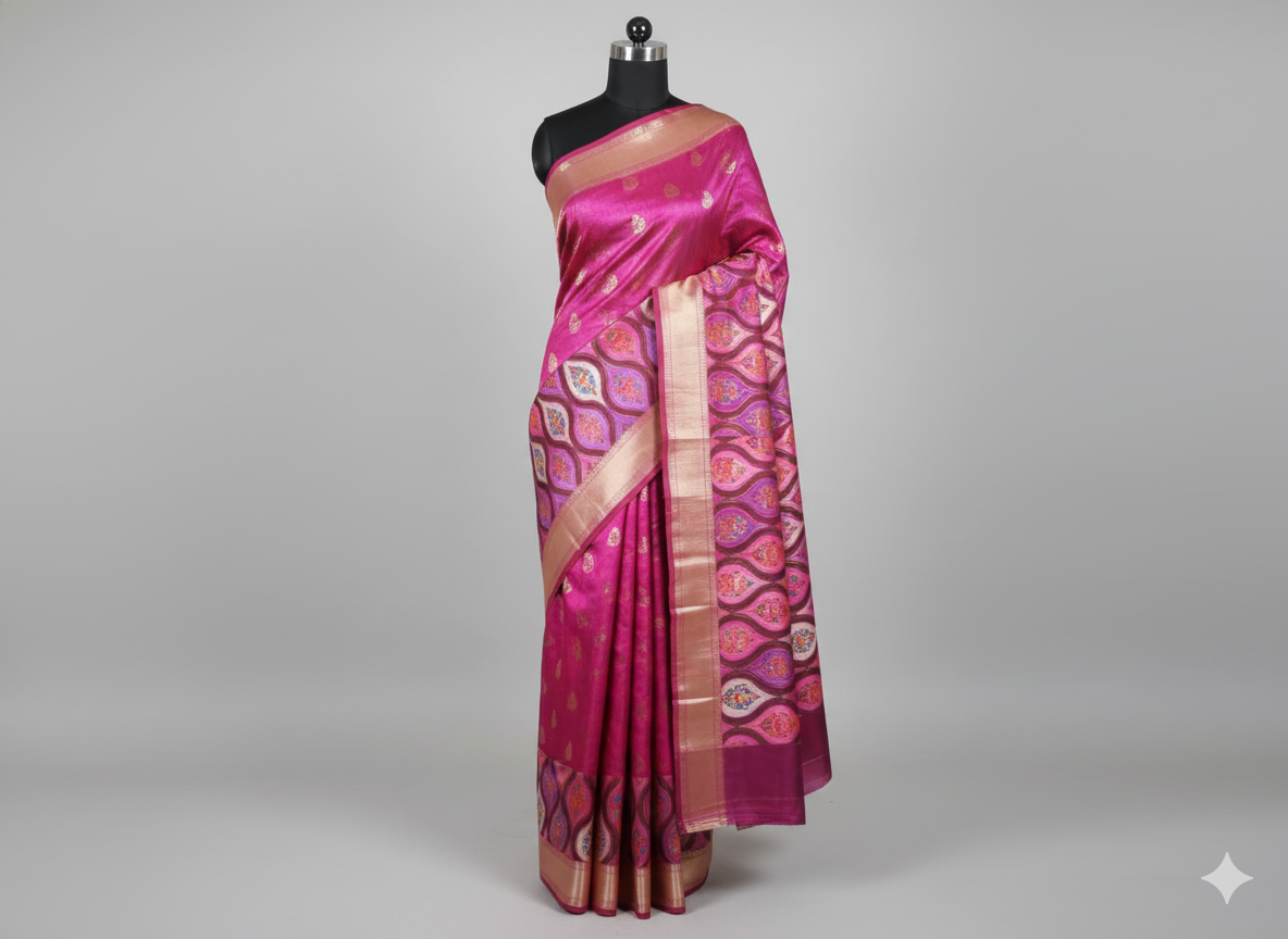 Magnificent Rani Pink Silk Saree