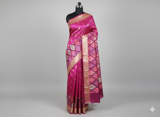 Magnificent Rani Pink Silk Saree