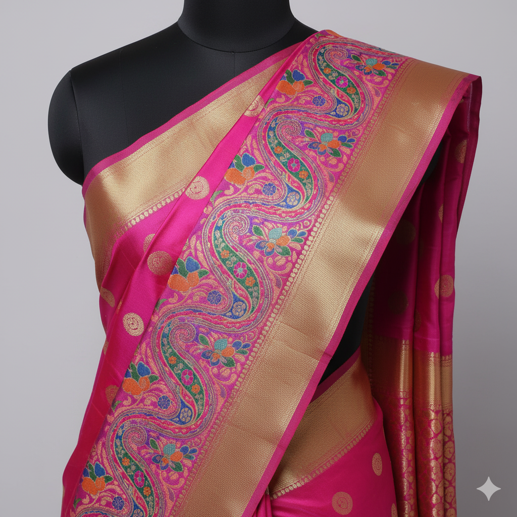 Magnificent Rani Pink Silk Saree