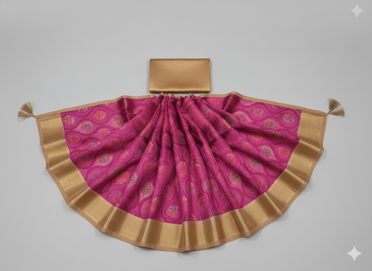 Magnificent Rani Pink Silk Saree