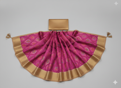 Magnificent Rani Pink Silk Saree