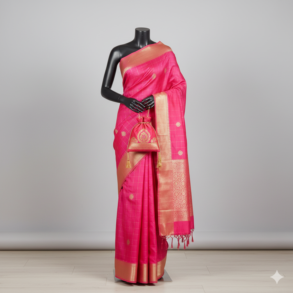Majestic Rani Pink Silk Saree
