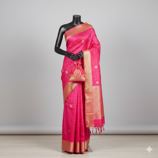 Majestic Rani Pink Silk Saree