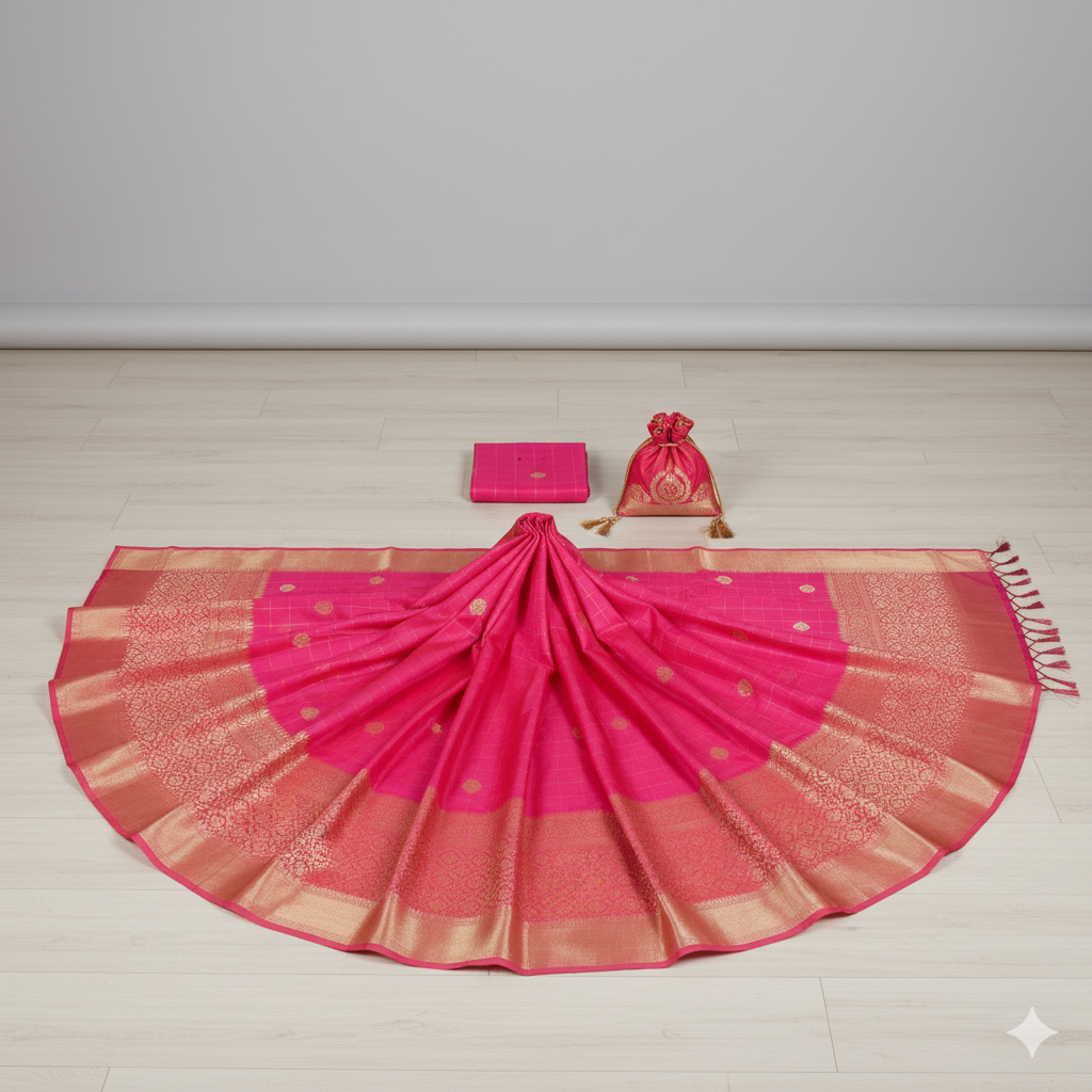 Majestic Rani Pink Silk Saree