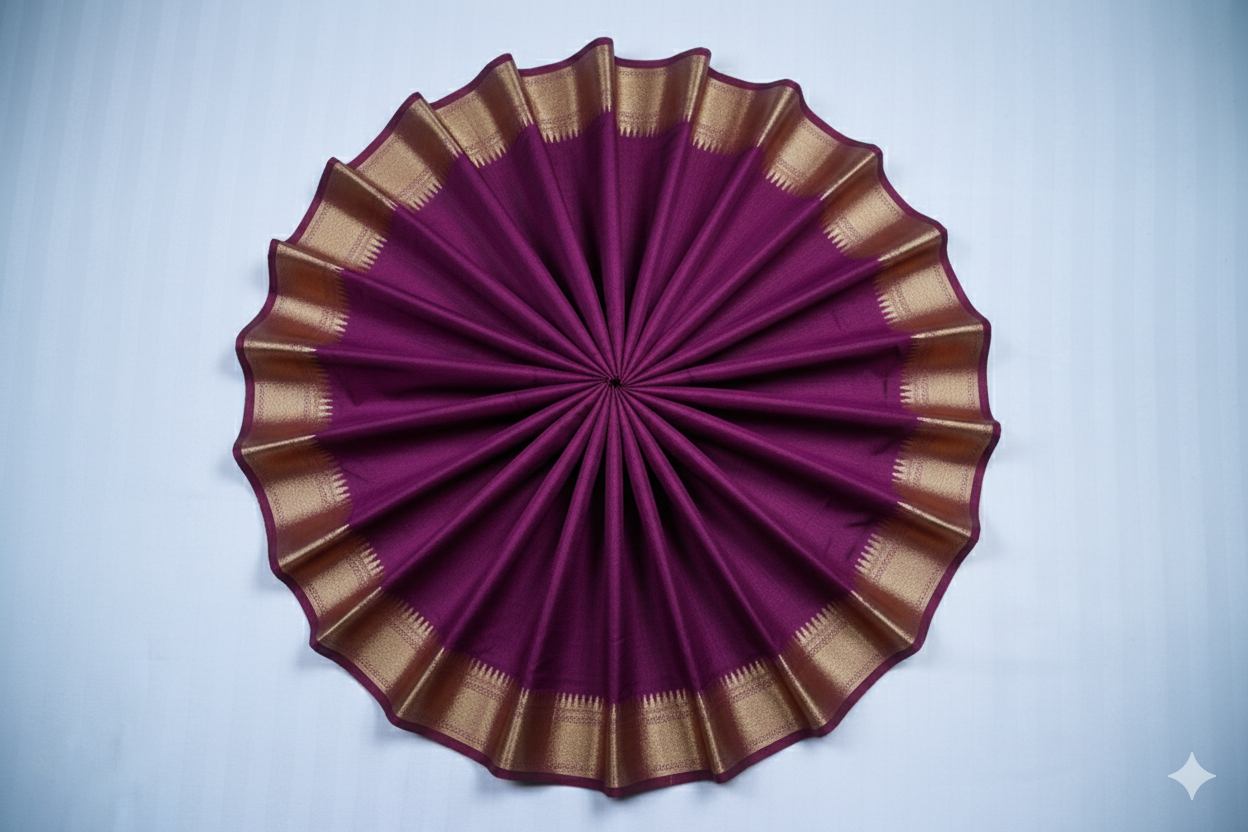 Plum Kanjivaram Silk Saree with Elegant Golden Zari Border