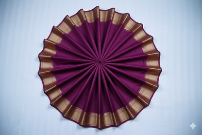 Plum Kanjivaram Silk Saree with Elegant Golden Zari Border