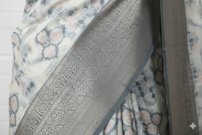 Elegant Sky Blue Silk Saree with Silver Zari Border