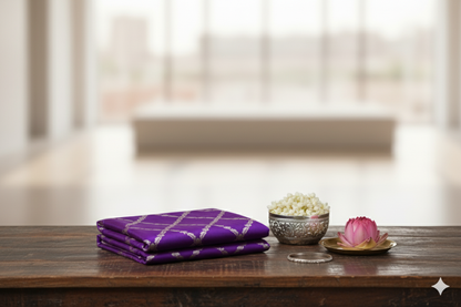Royal Purple Silk Saree with Silver Zari Weaving & Floral Pallu
