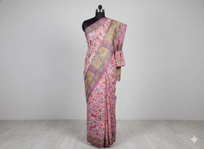Ethereal Rose Pink Silk Saree